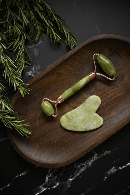 Jade Facial Massager Set – Anti-Aging & Glow Tool